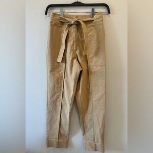 SEA Natural Cotton Tan High-Waisted Tie-Belt Pants